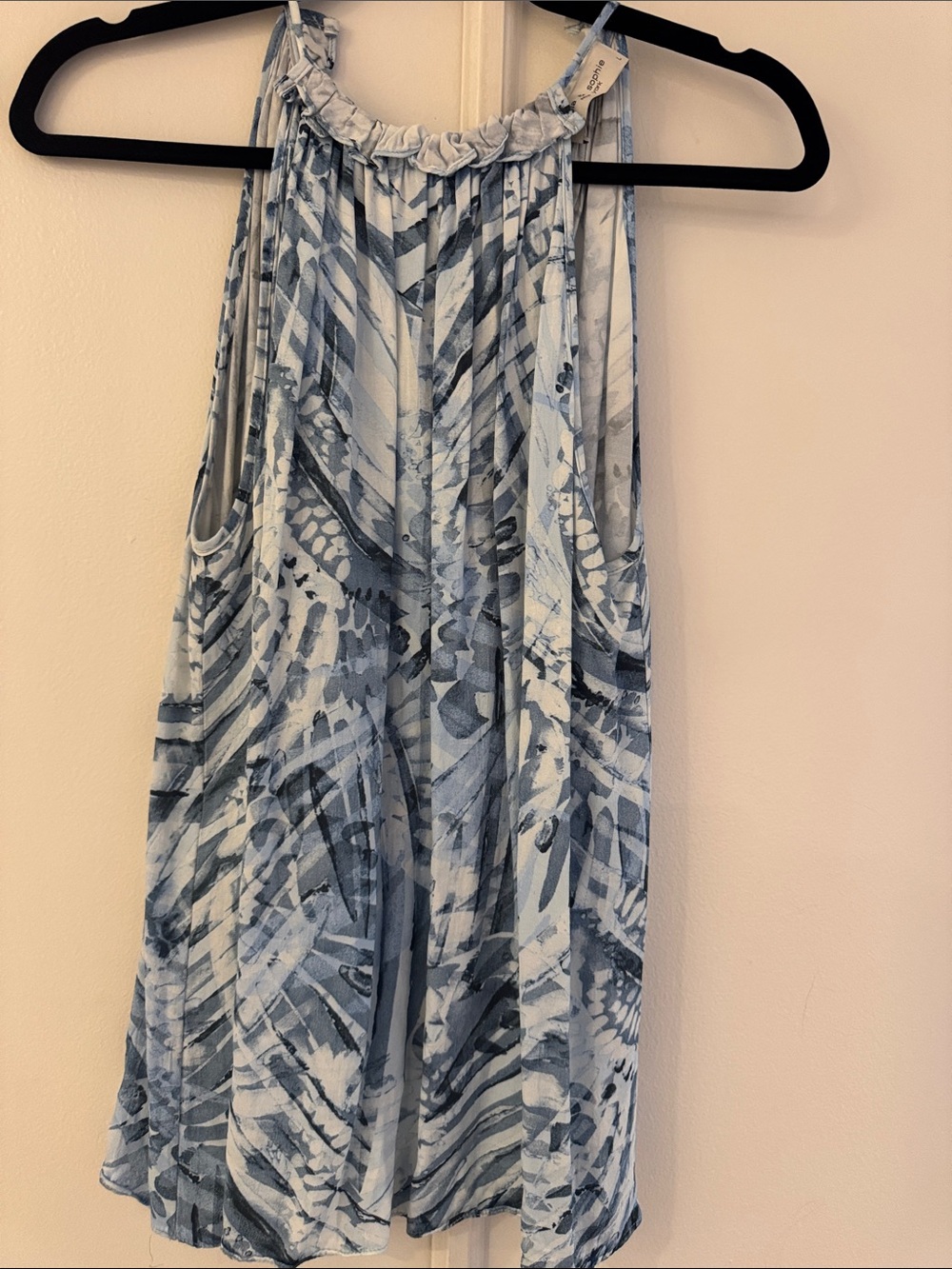 Lola & Sophie Blue Printed Ruched Halter Top